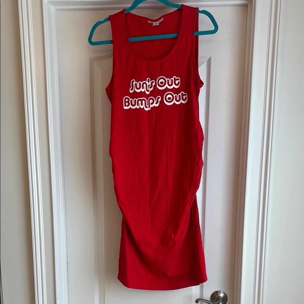 Red Sleeveless Maternity Dress - Size Large